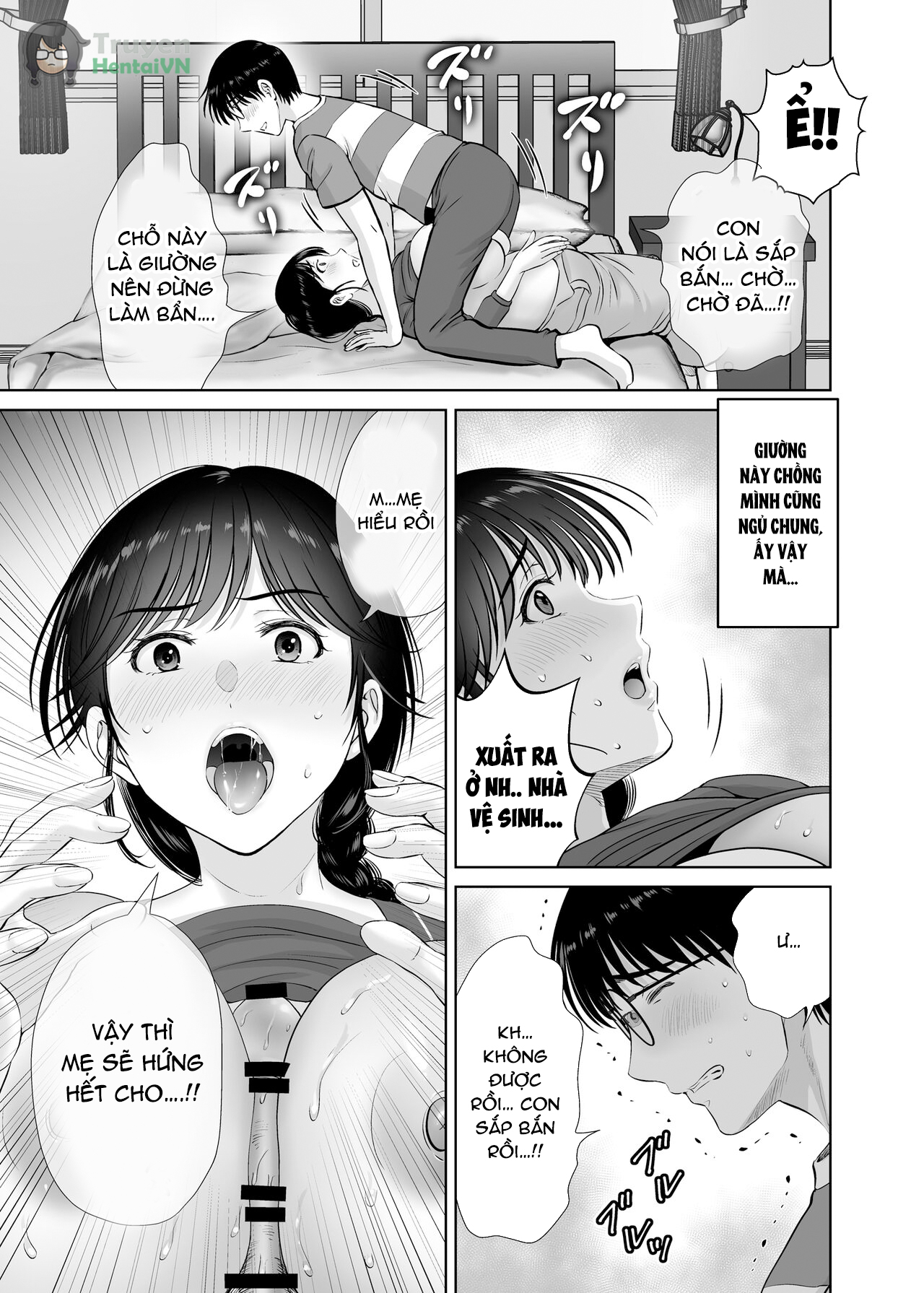 Đọc truyện hentai Kyonyuu Kaa-san ga Boku no Me mo Mae de 2 ~Bonyuu Mamire de Ikimakutta Hanashi~ - Oneshot