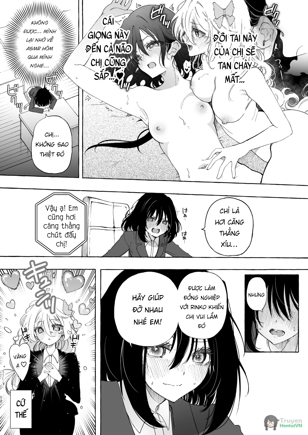 Đọc truyện hentai Mimi de Koishita Douryou ~OnaSuppo Onsei Otaku Onna ga Douryou no Koe ni Hannou Shite Ikimakuri~ - Oneshot