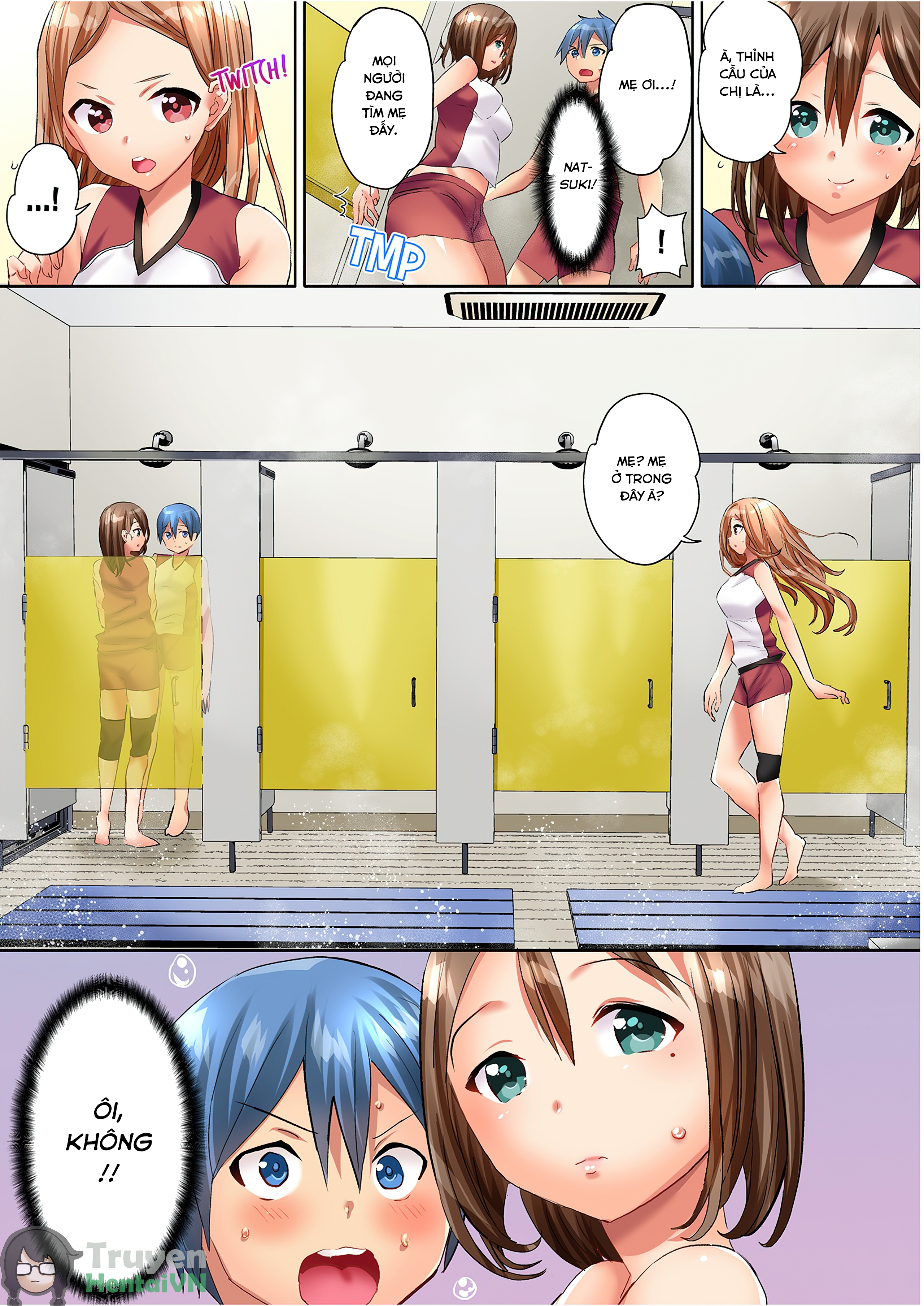 Đọc truyện hentai Hitozuma Volley-bu no Asedaku SEX ~Shower Abinagara Mitchaku Shichau? full - Chap 1
