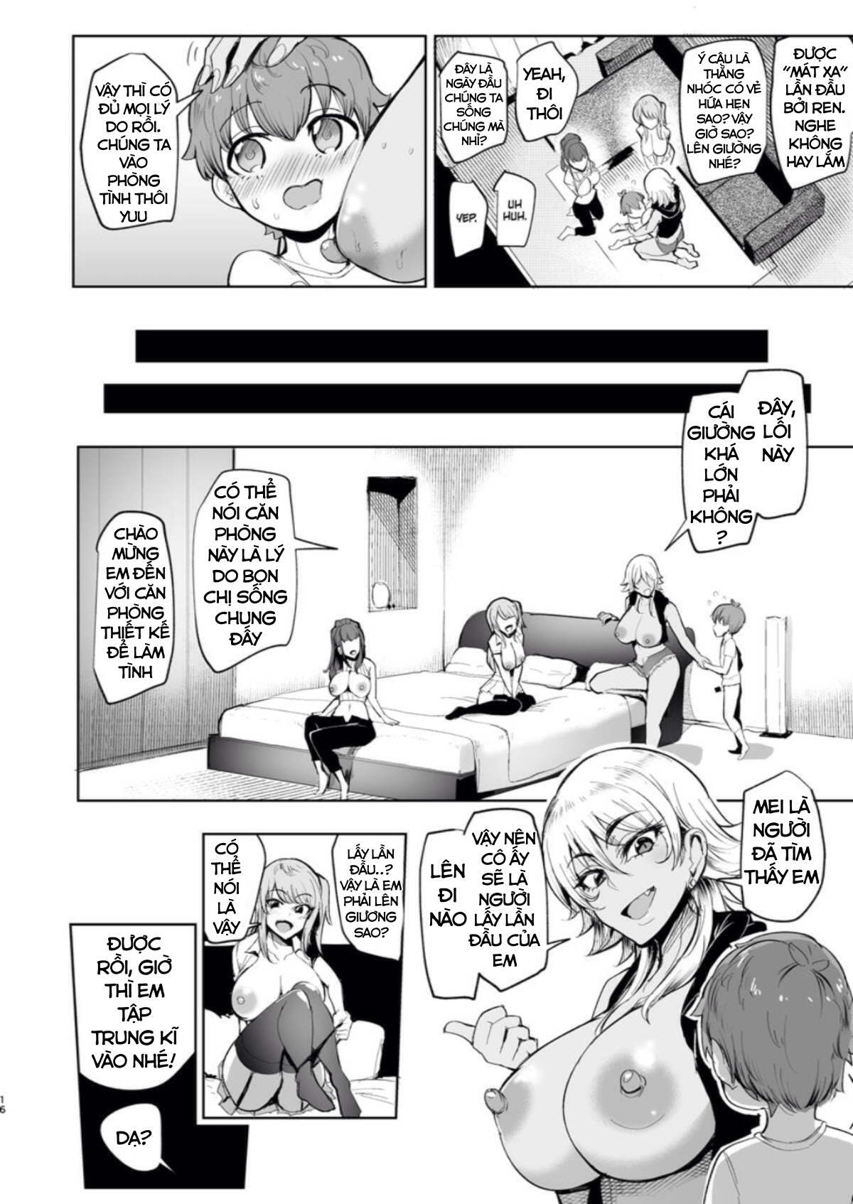 Đọc truyện hentai The Place I Stayed Over at Belonged to Perverted Gyaru Onee-chans - Oneshot