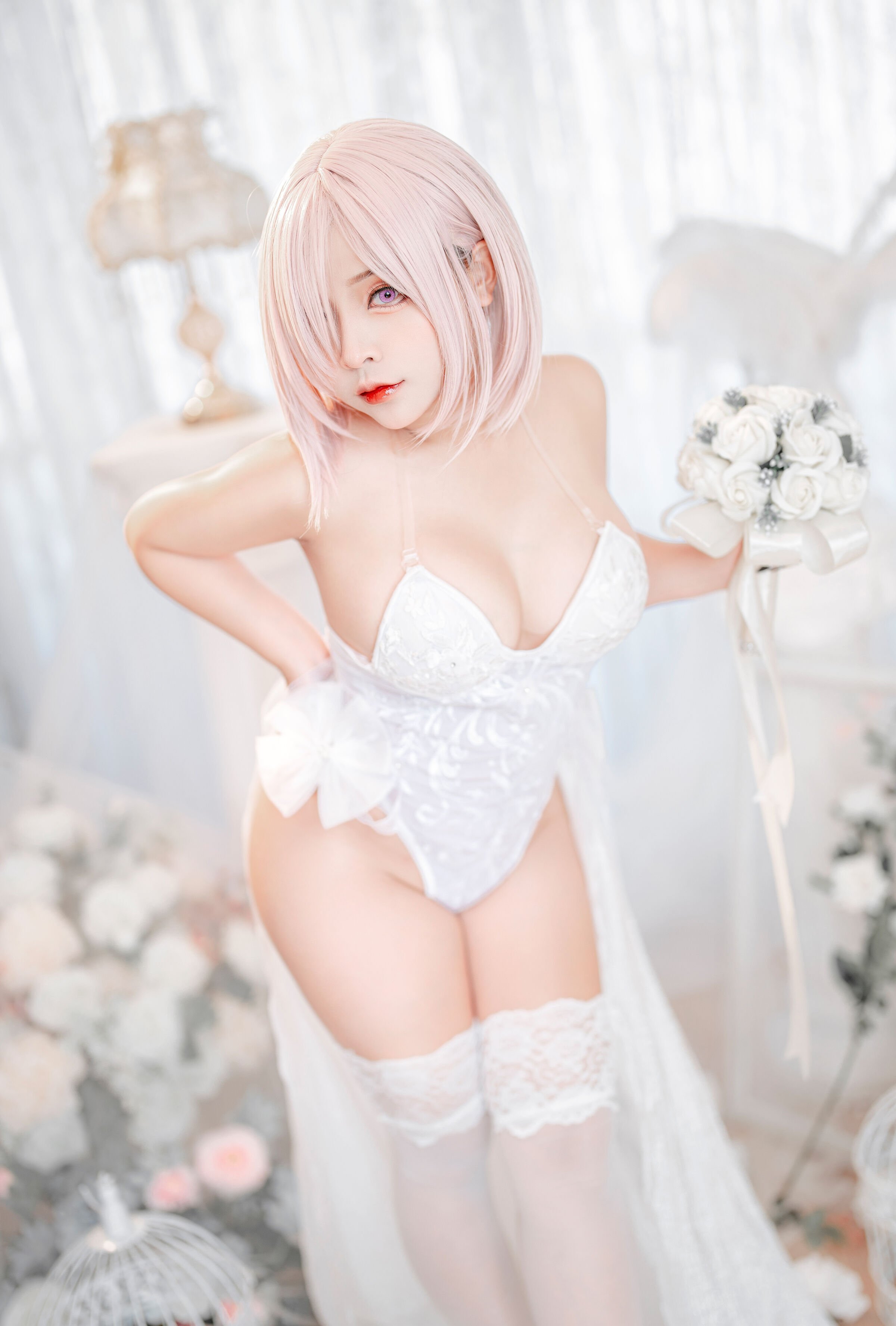 Đọc truyện hentai Tuyển tập Albums siêu phẩm Cosplay - Chap 265 - Sayo Momo – Mashu White Lingerie Body Oil