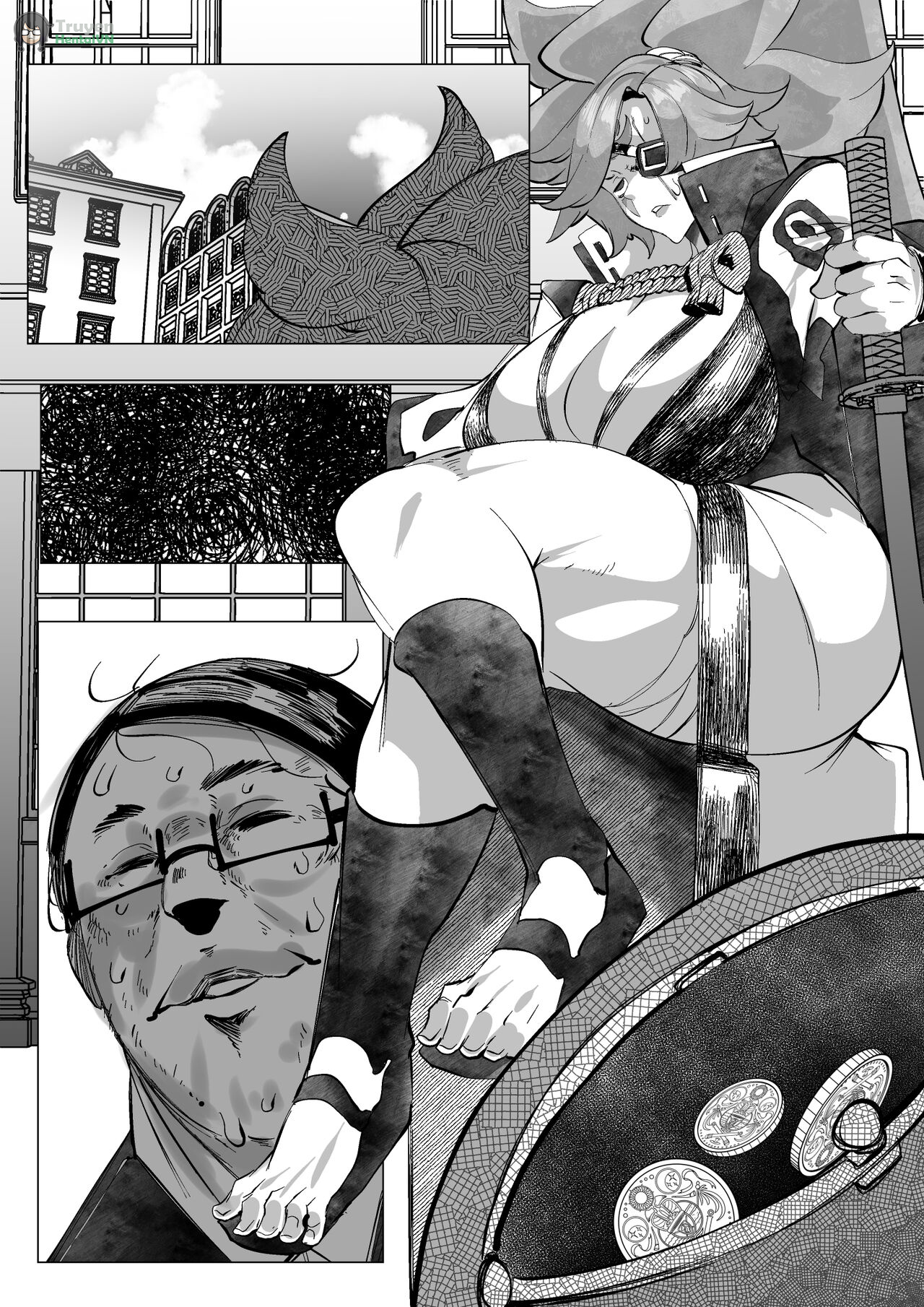 Đọc truyện hentai Ryohi ga Tarinai Baiken Nee-san wa Oji-san ni Tasukete morau (Guilty Gear) - Oneshot