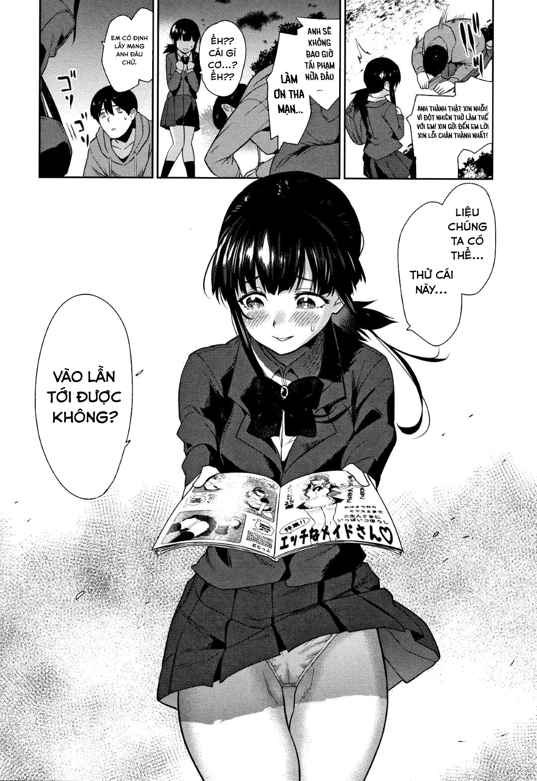 Đọc truyện hentai Tôi bắt được 1 cô gái dễ thương nhìn trộm cuốn sách tôi vứt đi - Chap 02: Lần đầu của em