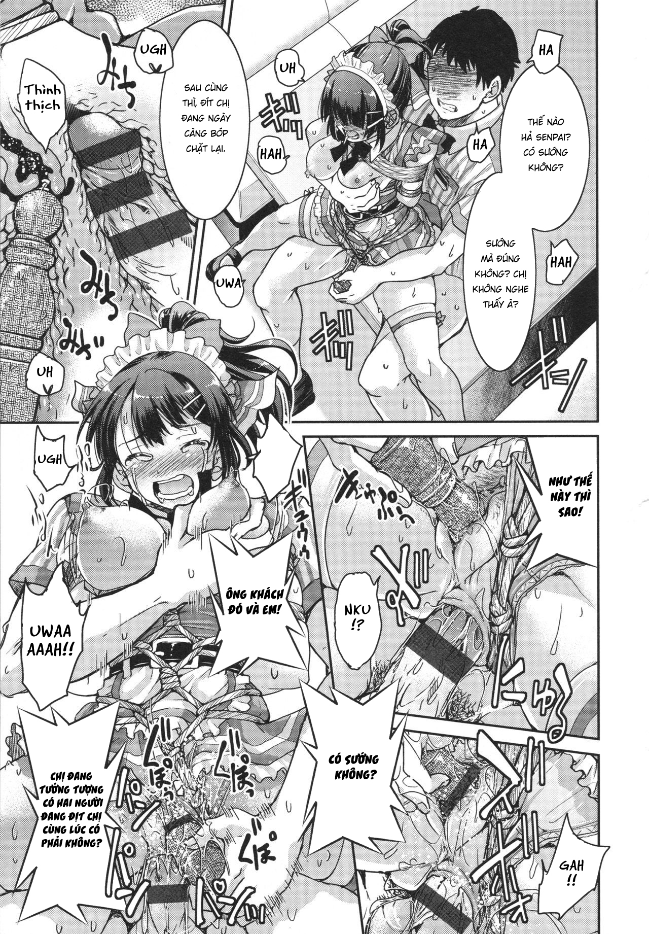 Đọc truyện hentai Toretate Famiresu Senpai wo Gyuutto Shibatta Gochisou Don - Oneshot