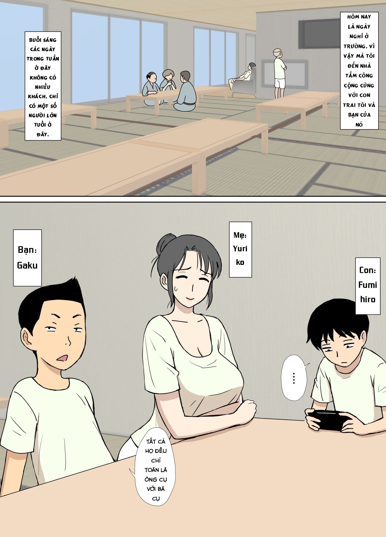 Đọc truyện hentai Iinari Tomodachi Mama o Sauna de Chichi Ijiri - Oneshot