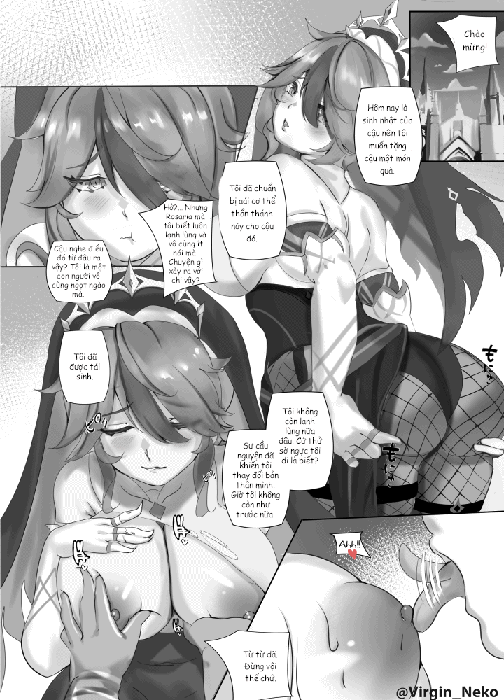 Đọc truyện hentai Món quà sinh nhật của Rosaria (Genshin Impact) - Ảnh động