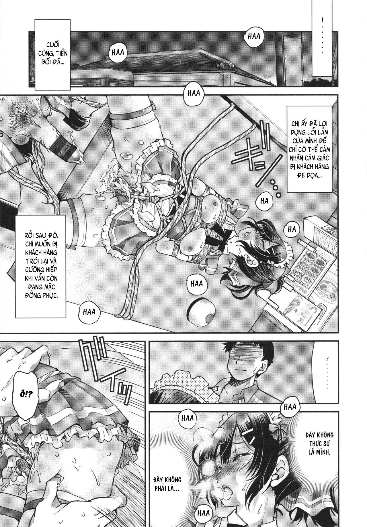 Đọc truyện hentai Toretate Famiresu Senpai wo Gyuutto Shibatta Gochisou Don - Oneshot