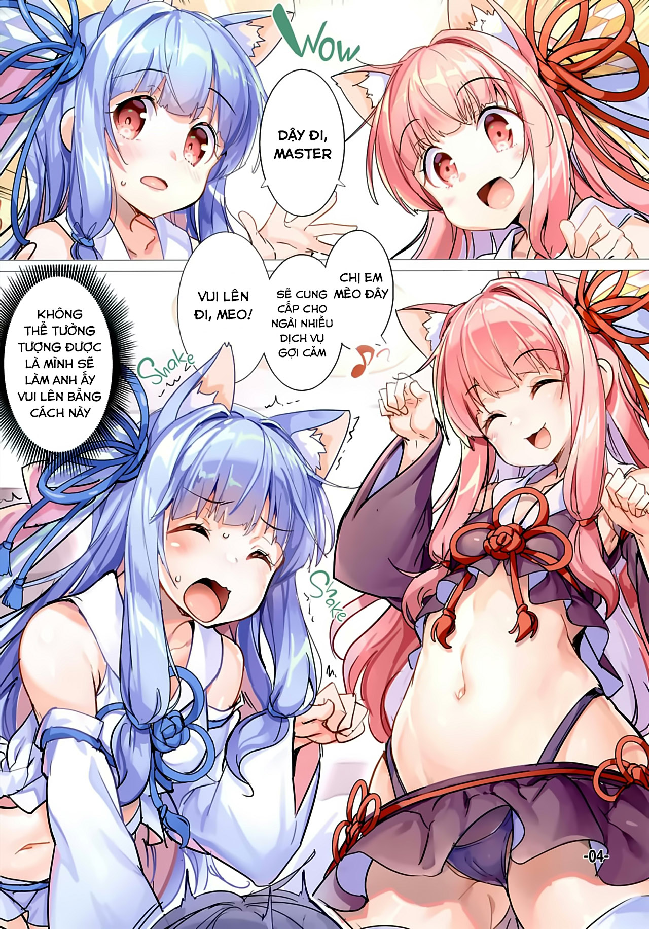 Đọc truyện hentai Kotonoha Shimai no Ochikomu Master o Nekomimi de Yuuwaku Suru Hon - Oneshot