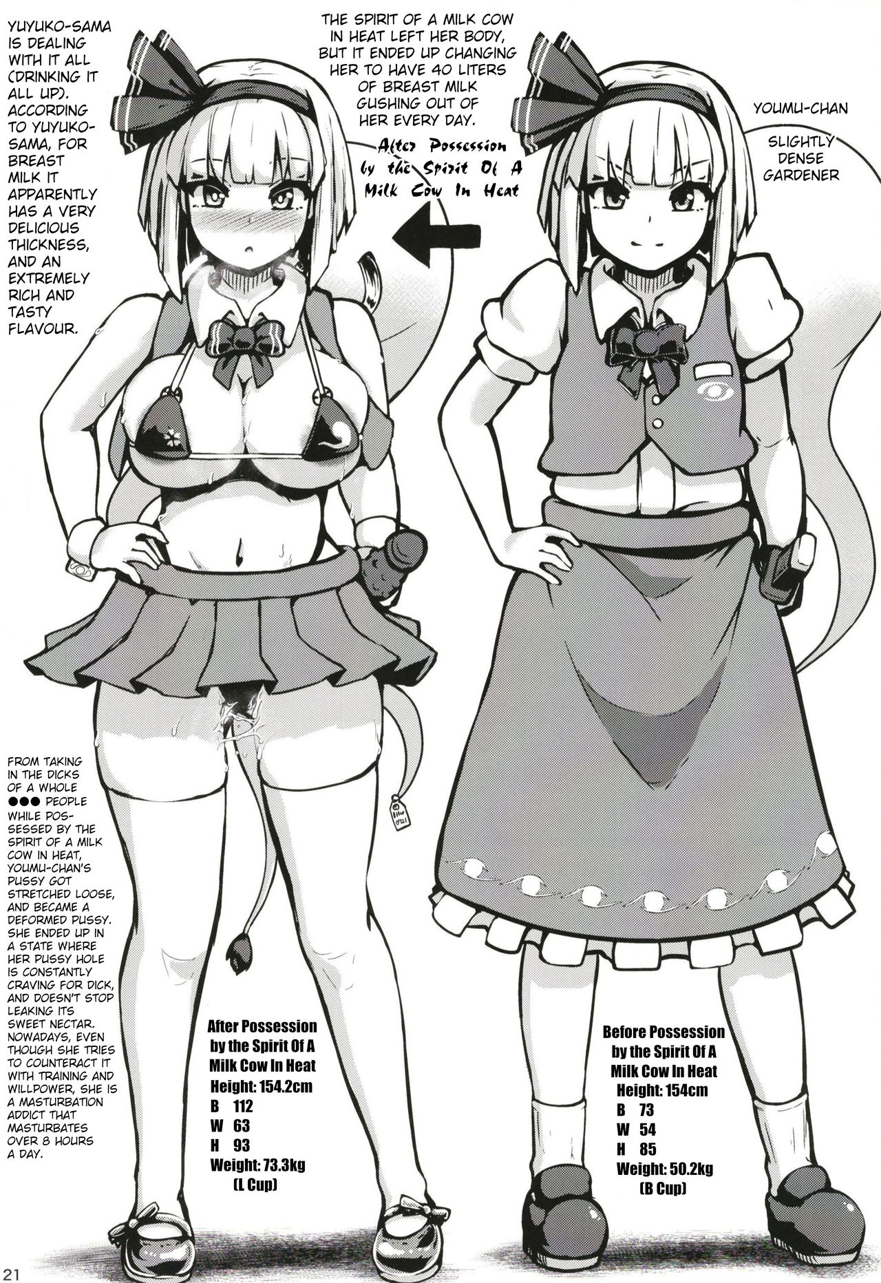 Đọc truyện hentai Hatsujou Nyuugyuu Rei Hyoui!? Dosukebe Bakunyuu Youmu Kenzan!! - Oneshot.