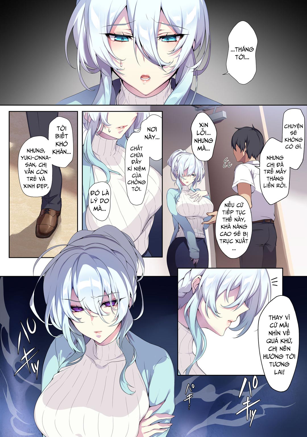Đọc truyện hentai Hitozukiai Ga Nigate Na Miboujin No Yukionna-San To Noroi No Yubiwa - Chap 1 - Có che