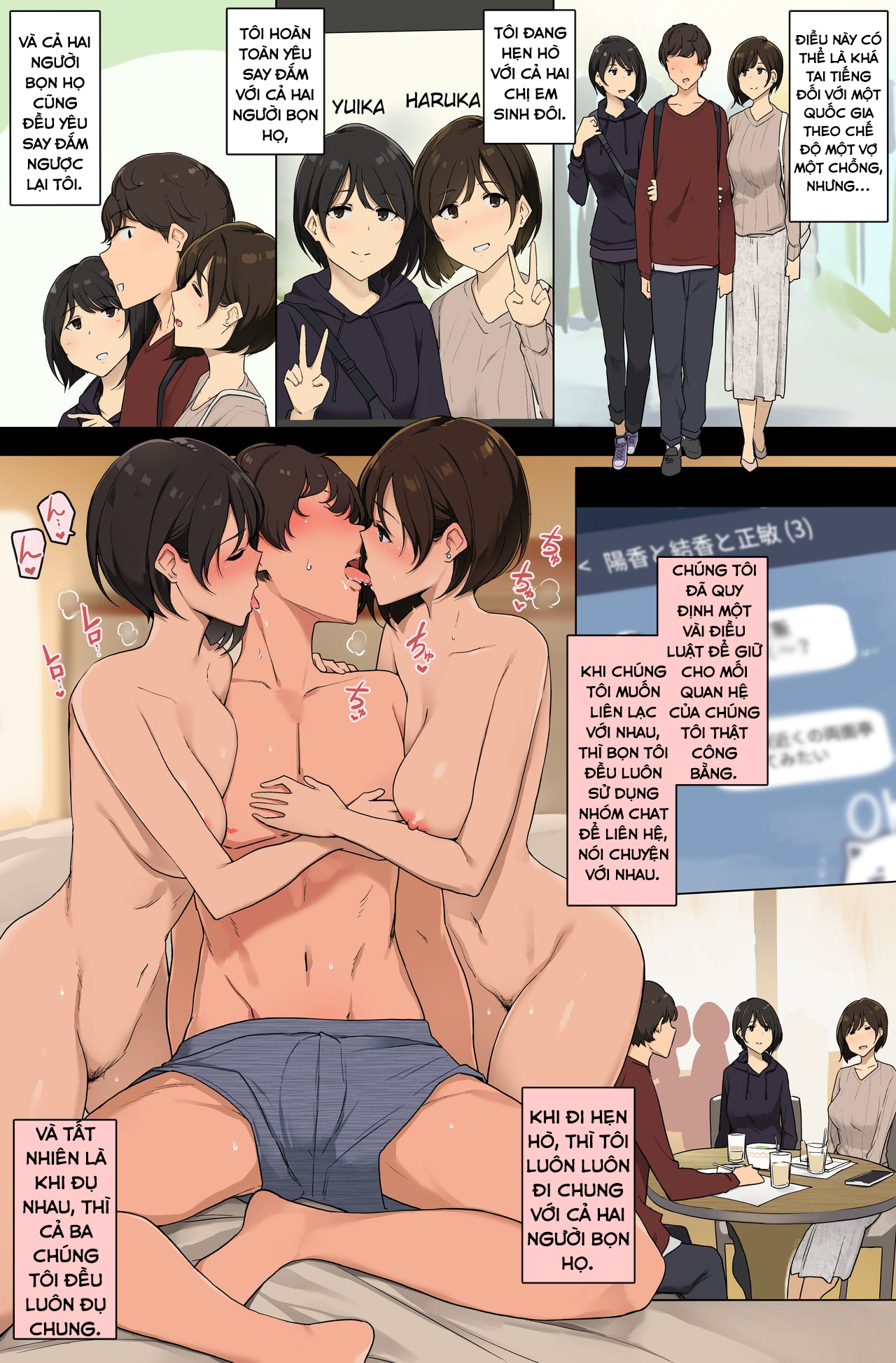 Đọc truyện hentai Seikaku ga Seihantai na Futago to Tsukiatte 3P Sex Suru Ohanashi - Oneshot