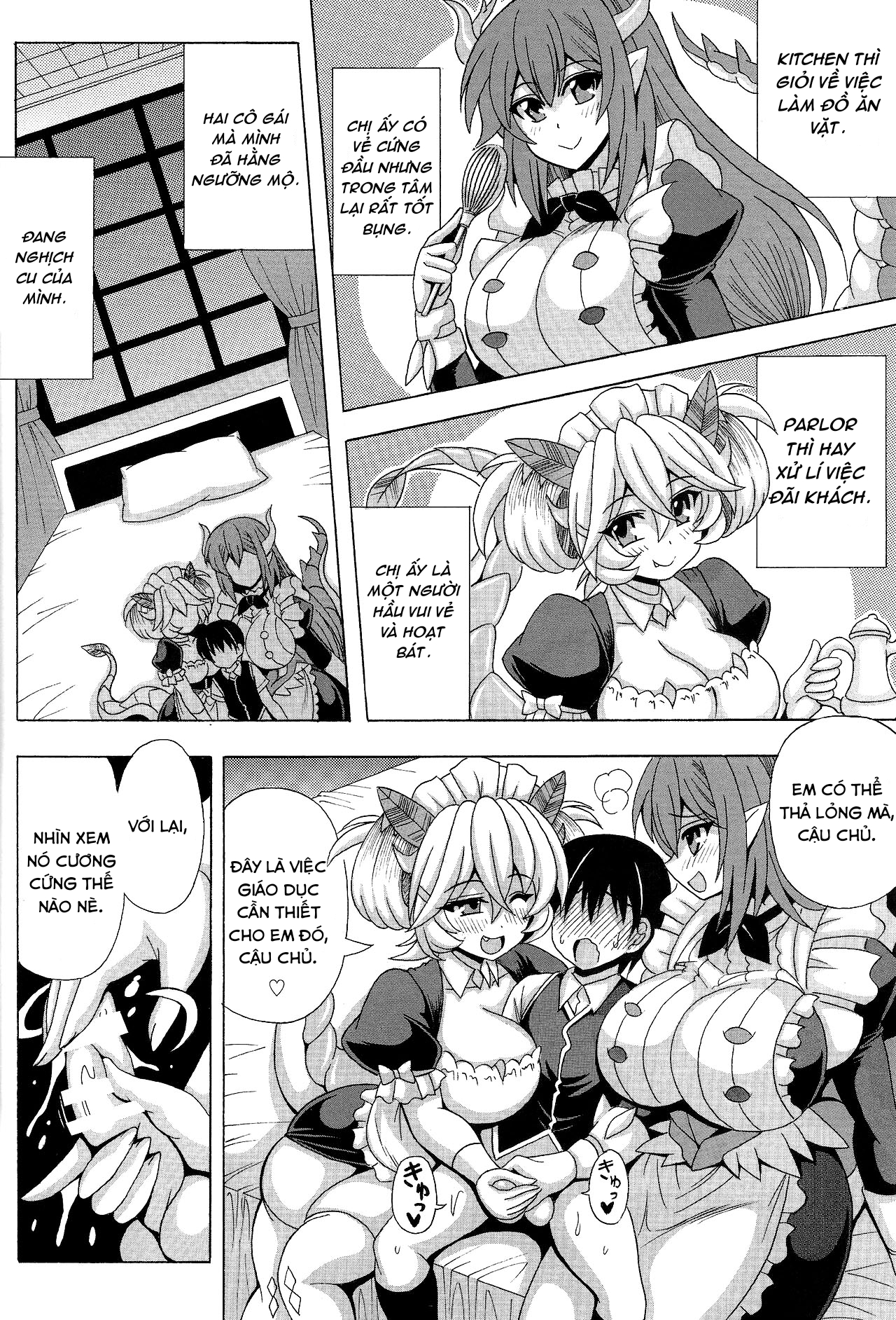 Đọc truyện hentai Cậu chủ nhỏ trai zin và lần đầu của những cô hầu rồng - Oneshot
