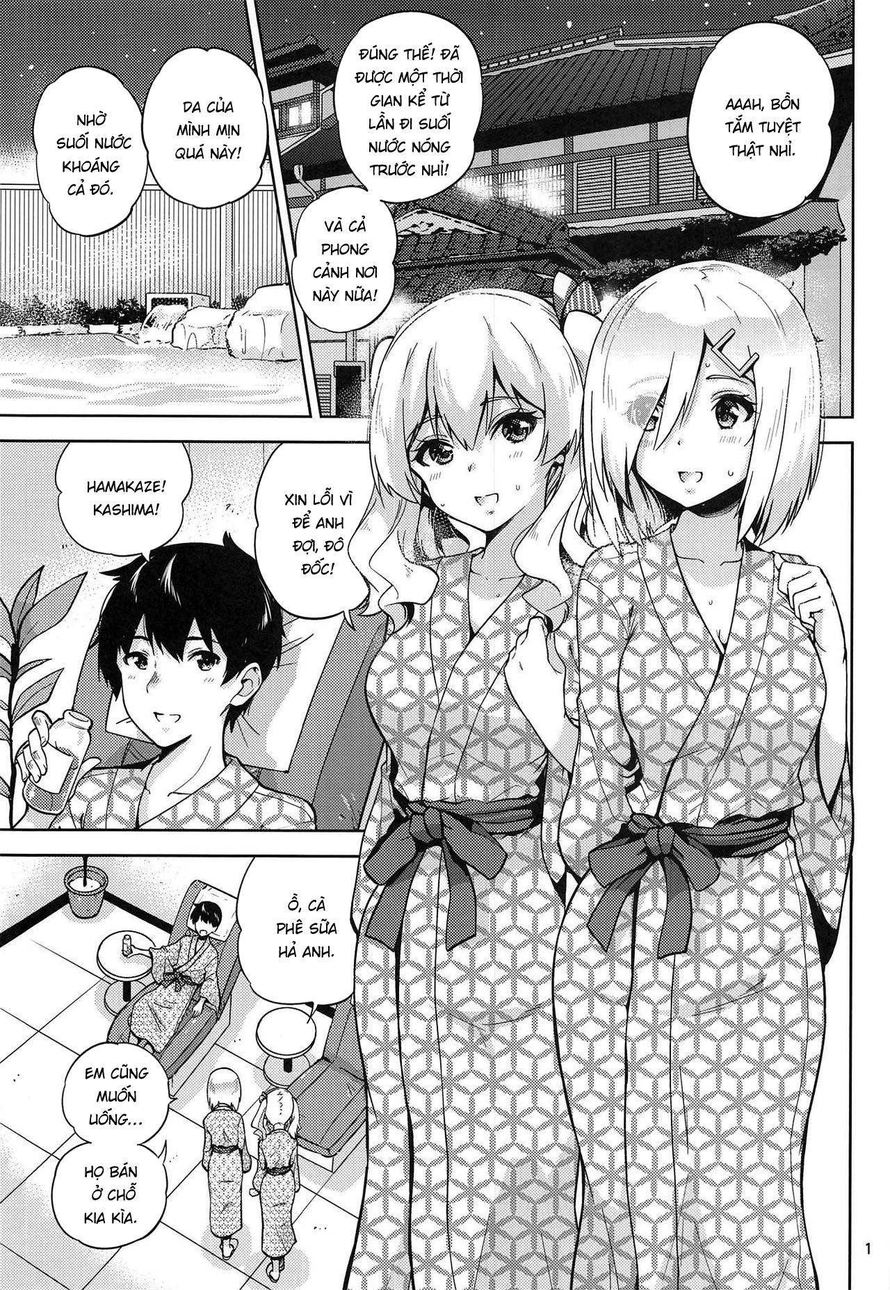 Đọc truyện hentai Kashima và Hamakaze ở suối nước nóng - Oneshot