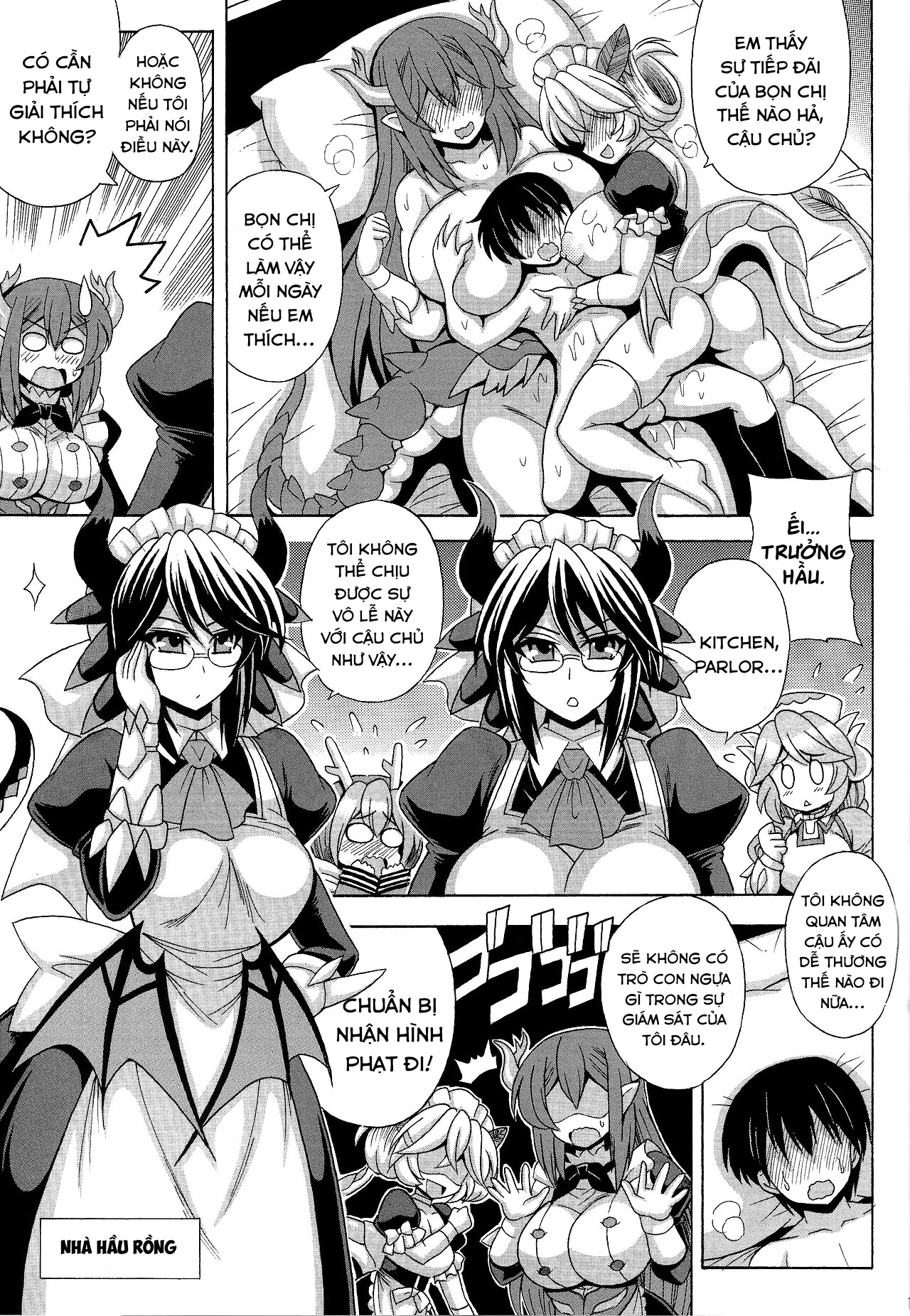 Đọc truyện hentai Cậu chủ nhỏ trai zin và lần đầu của những cô hầu rồng - Oneshot