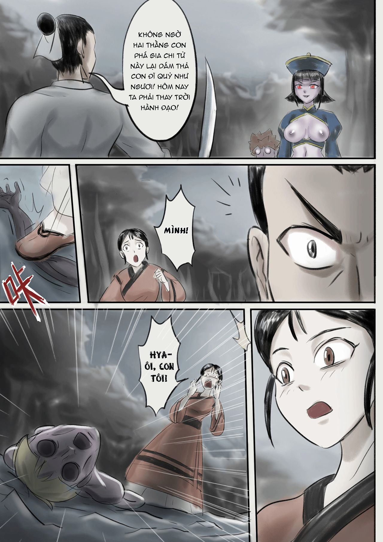 Đọc truyện hentai Ma nữ thức tỉnh - Chap 2 - Gia đình tan vỡ và con ku đỏ