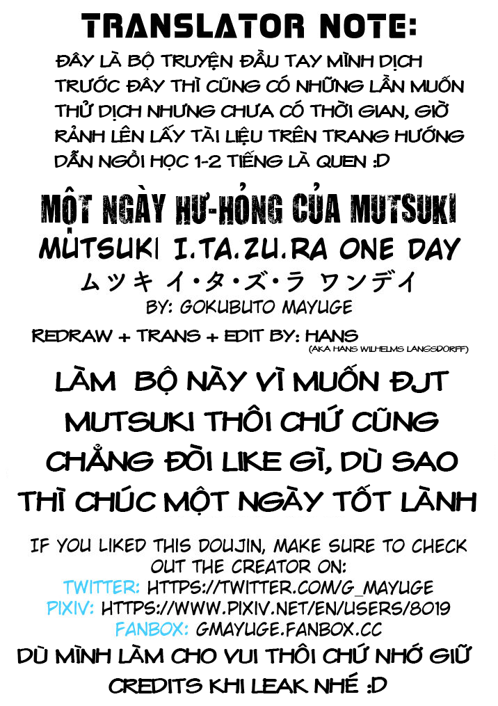 Đọc truyện hentai Một ngày hư hỏng của Mutsuki - Oneshot