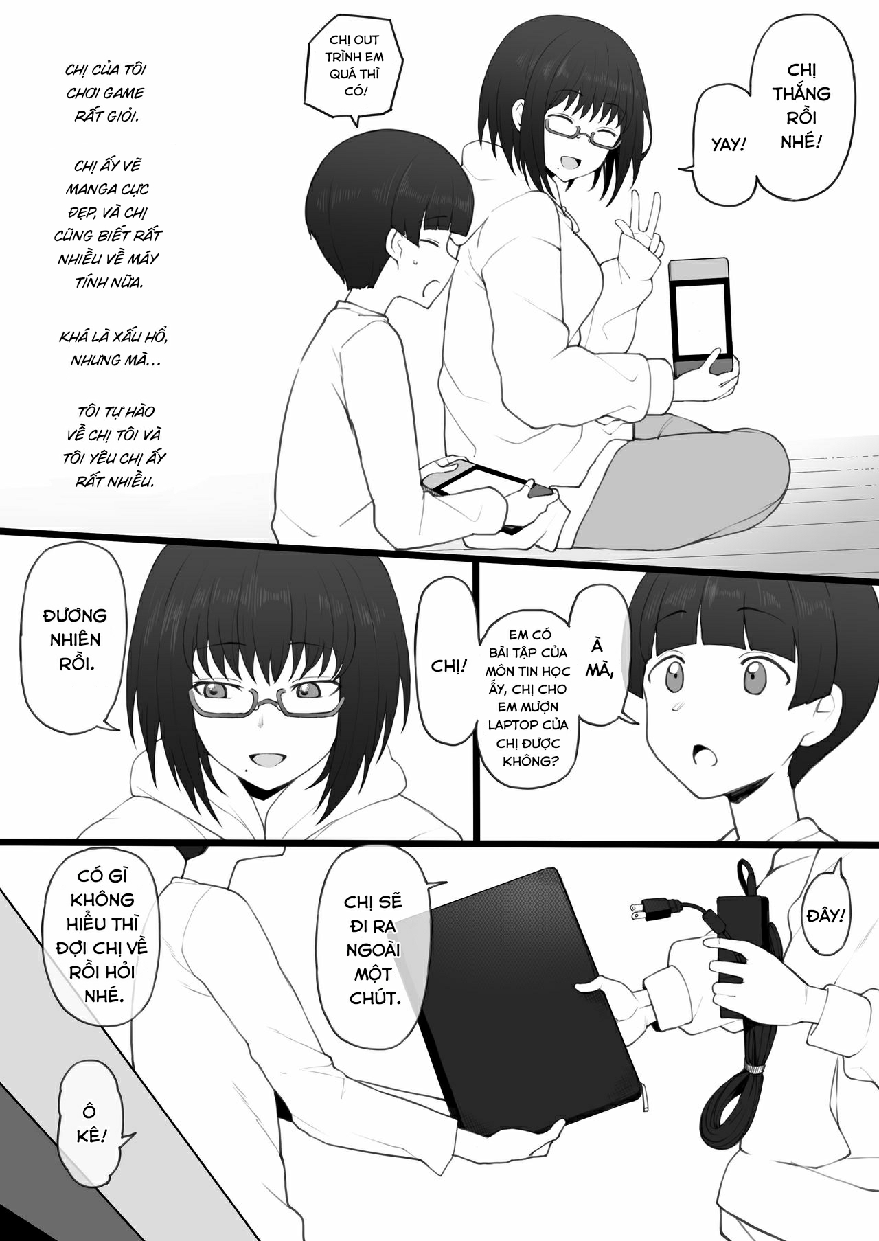 Đọc truyện hentai Daisuki na Onee-chan ni Karita Pasocon no Naka ni... - Oneshot