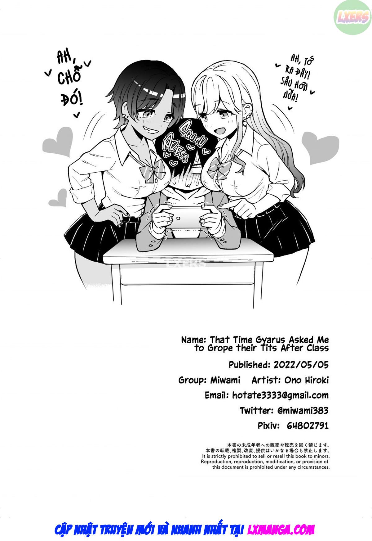 Đọc truyện hentai That Time Gyarus Asked Me To Grope Their Tits After Class - Oneshot