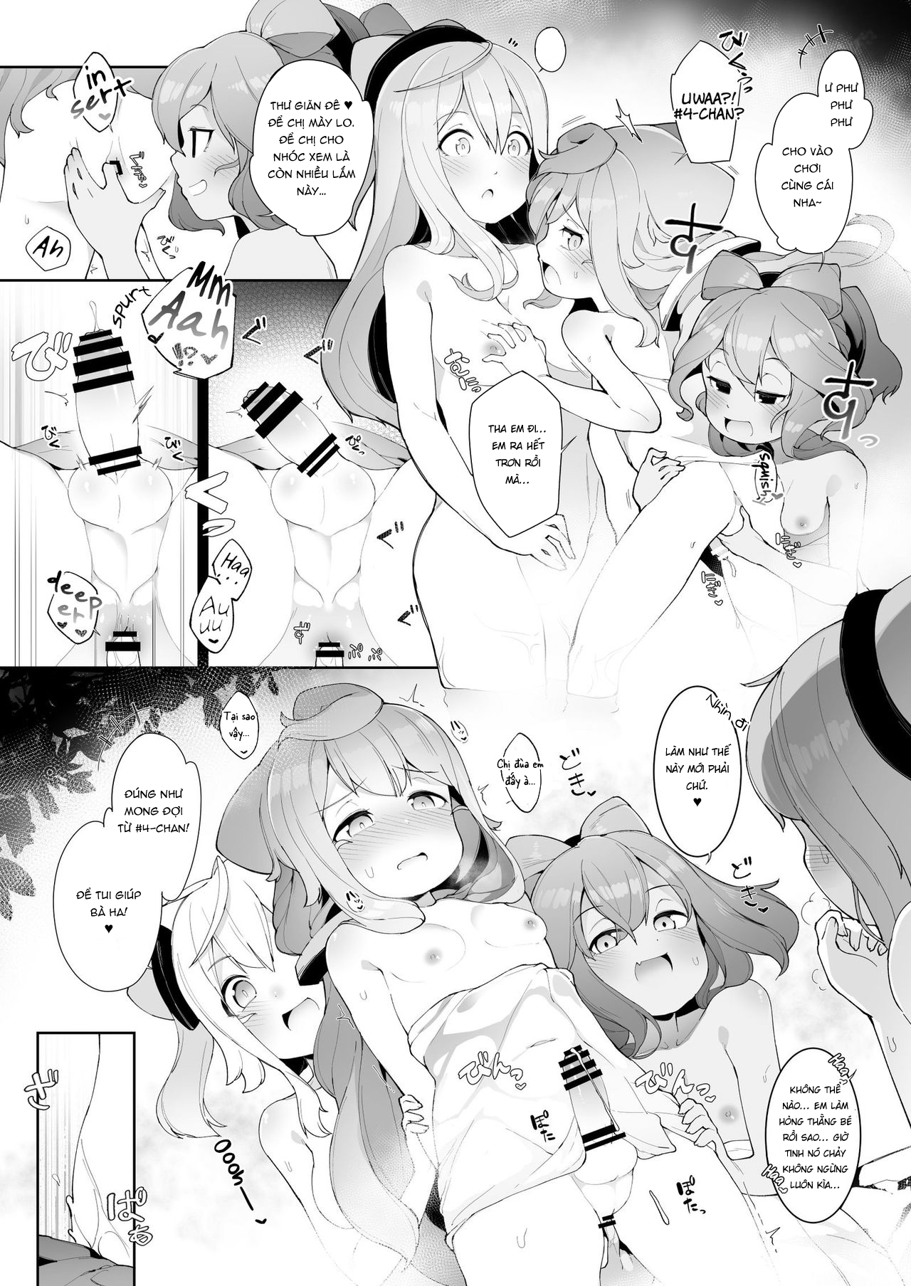 Đọc truyện hentai Onsen de 3-gou-kun ga Onee-san-tachi to Seiteki ni Hakadorimakuru Hon - Oneshot