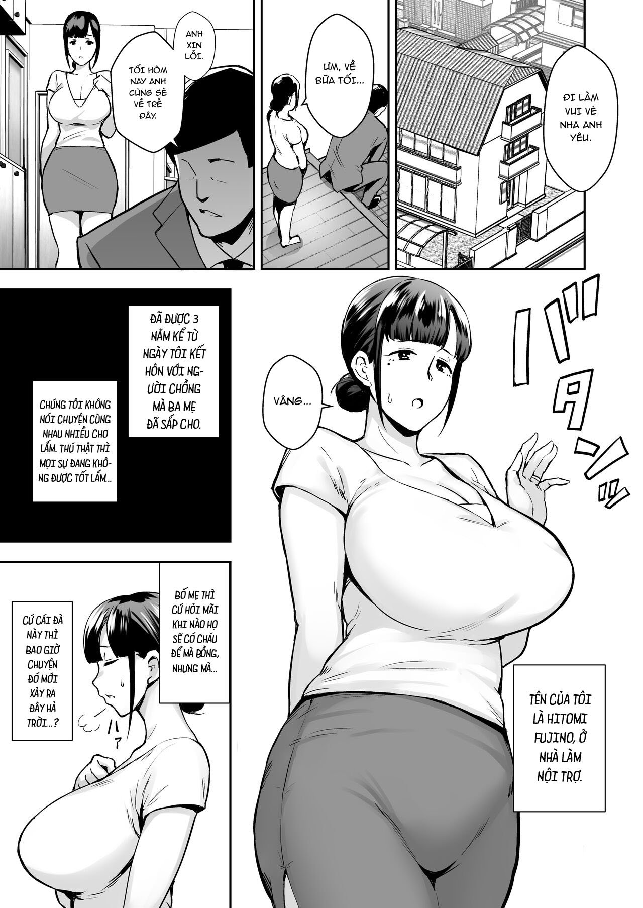 Đọc truyện hentai Netorareta Bakunyuu Seiso Zuma Hitomi - Chap 1