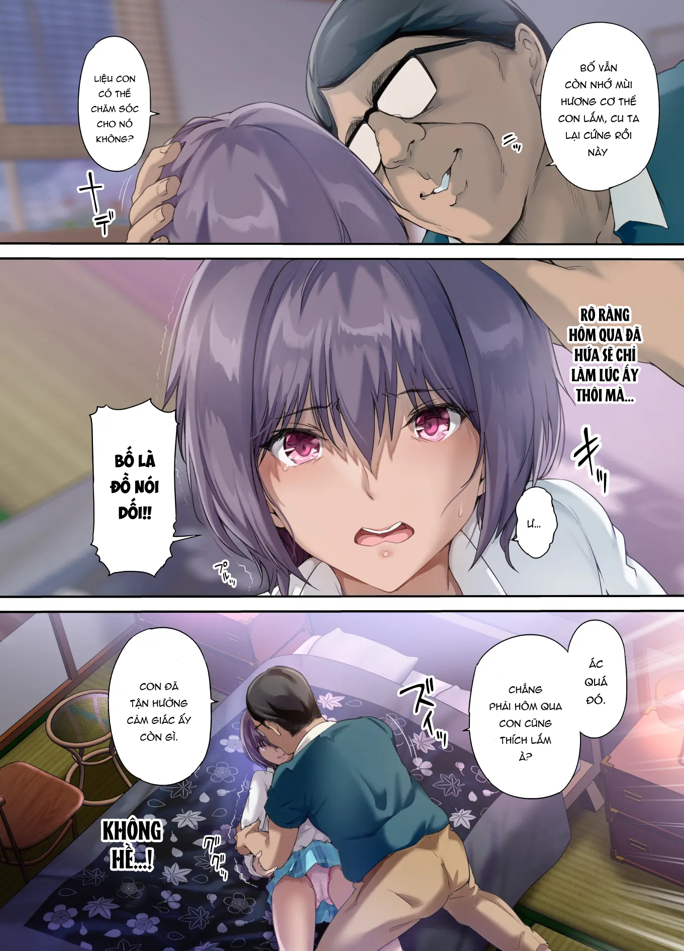 Đọc truyện hentai Con gái được thụ tinh trong phòng ngủ của cặp đôi - Chap 2