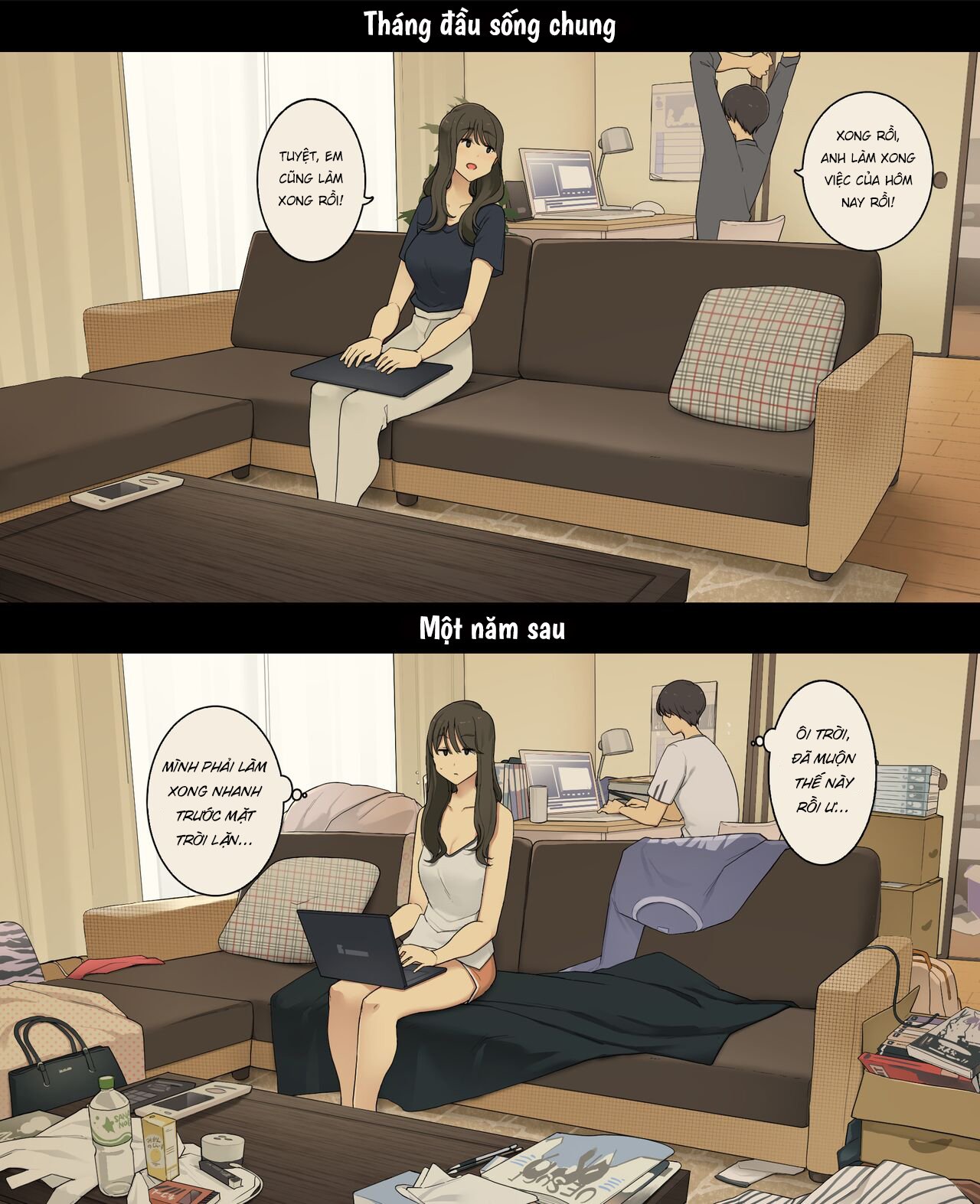 Đọc truyện hentai Cuộc sống thường nhật của một cặp đôi: Tháng đầu sống chung và một năm sau - Oneshot
