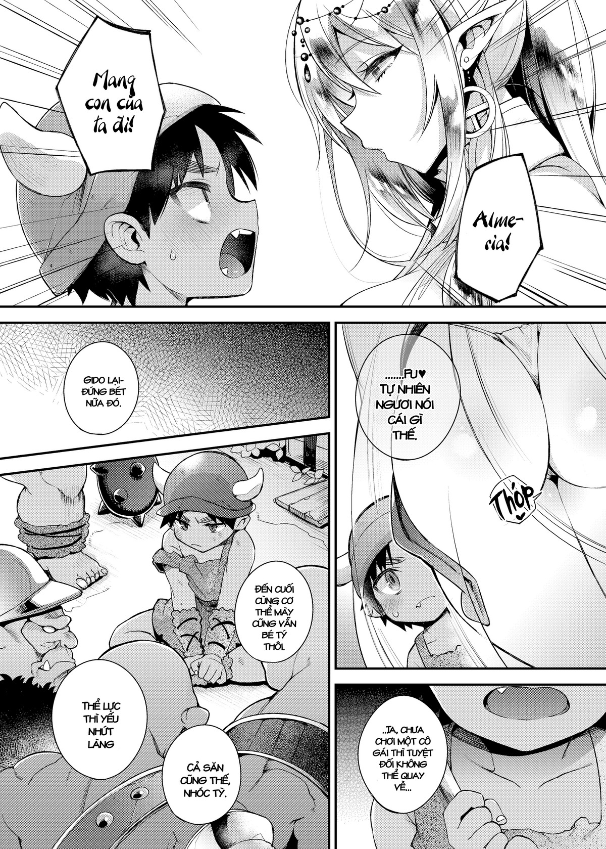 Đọc truyện hentai Hitonarazaru Oyomesama (Trọn bộ) - Chap 1: Shota Orc-kun wa Elf no Ohimesama o Jouzu ni Haramaserareru kana?