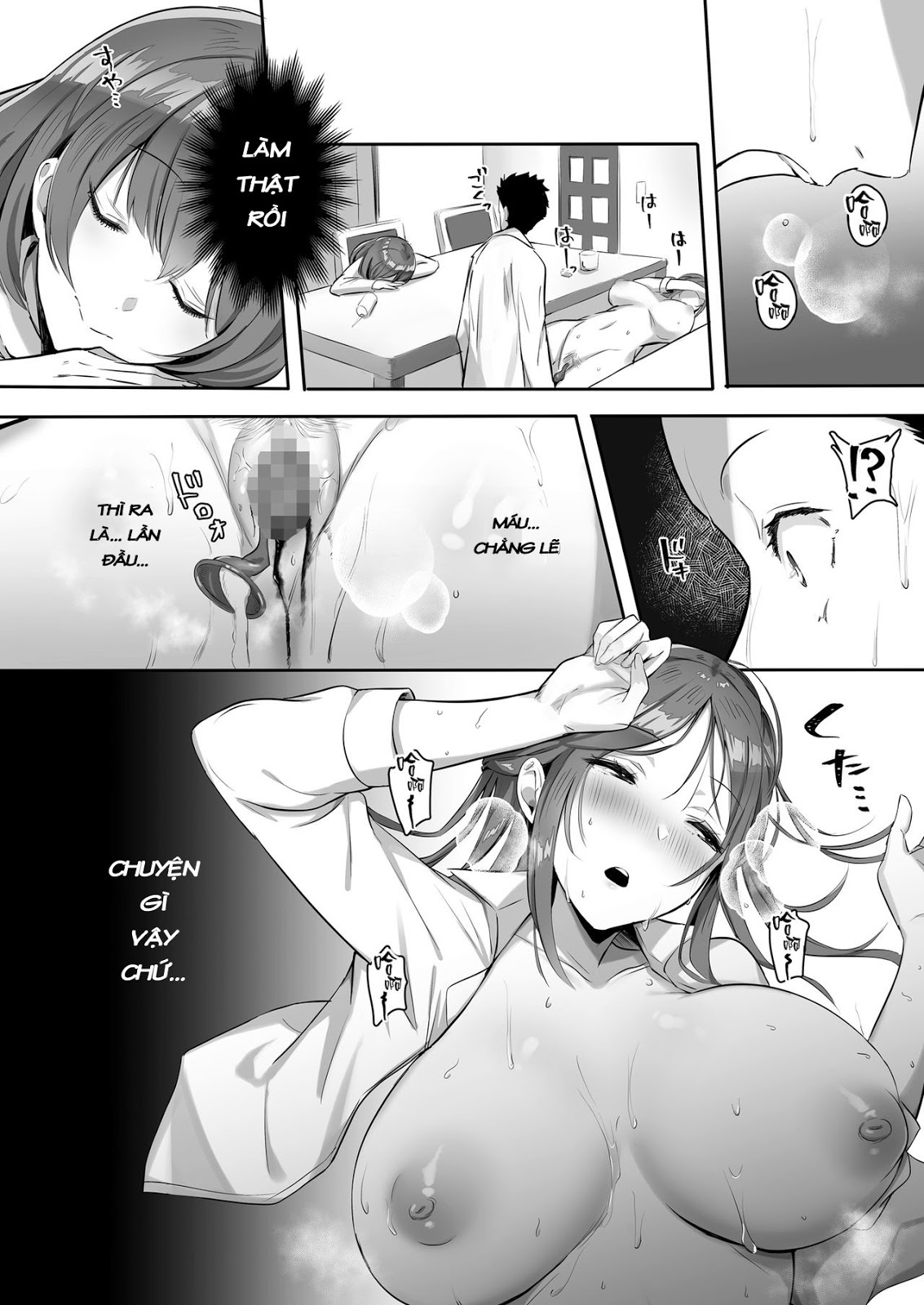 Đọc truyện hentai Kanojo Ni Wa Ienai… Kyonyuu Joushi To Hamemakuri SEX Zangyou - Oneshot